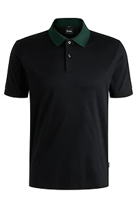 Mercerized-cotton slim-fit polo shirt with collar stripes