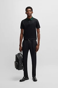 Mercerized-cotton slim-fit polo shirt with collar stripes