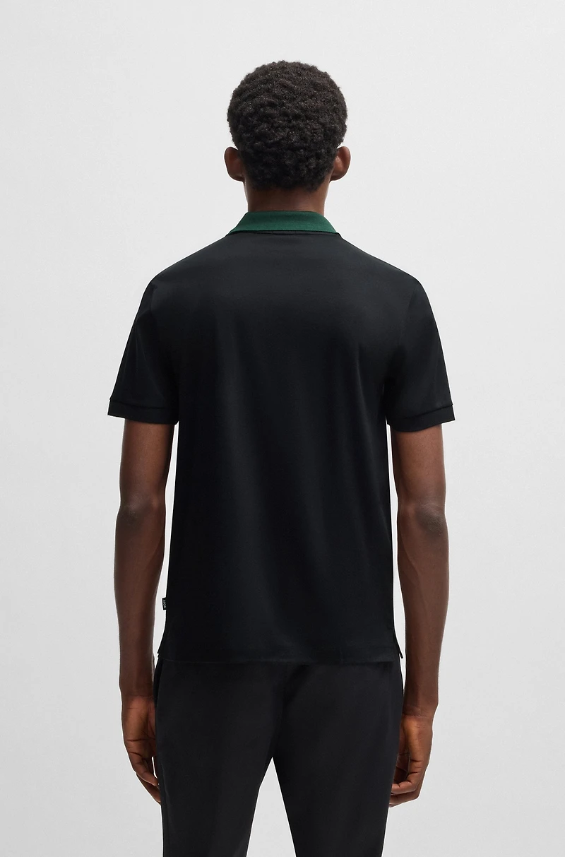 Mercerized-cotton slim-fit polo shirt with collar stripes