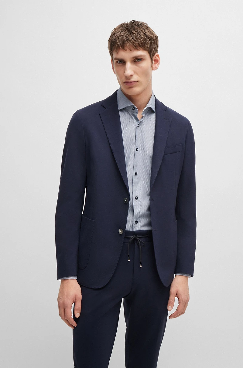 Casual-fit shirt structured cotton with spread collar