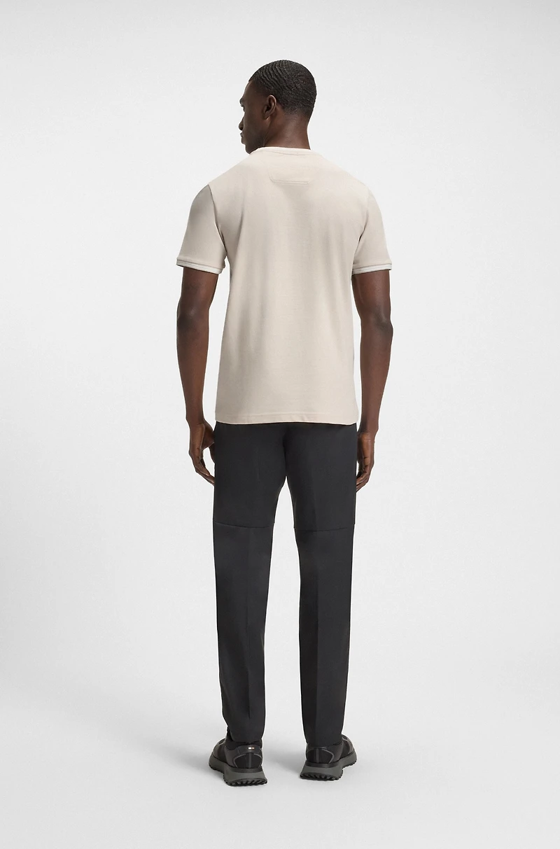 Stretch-cotton T-shirt with logo and stripes