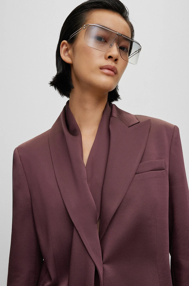 Single-breasted blazer with scarf detail