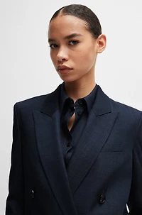 Regular-fit long-length jacket denim-effect twill