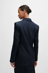 Regular-fit long-length jacket denim-effect twill