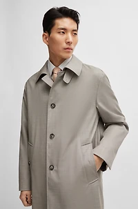 Water-repellent coat micro-patterned virgin wool