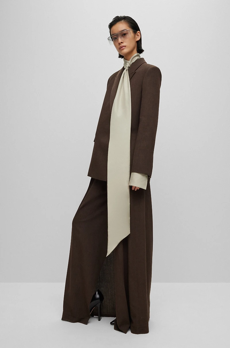 Relaxed-fit, wide-leg wool trousers with skirt effect
