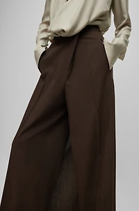 Relaxed-fit, wide-leg wool trousers with skirt effect