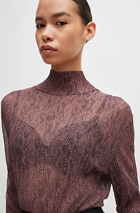High-neck top plissé tulle