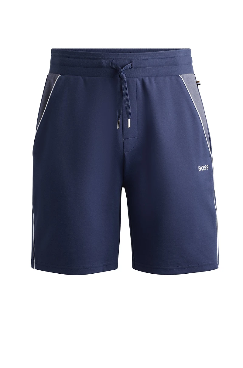 Shorts with embroidered logo and contrast piping