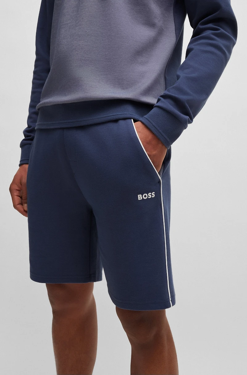 Shorts with embroidered logo and contrast piping