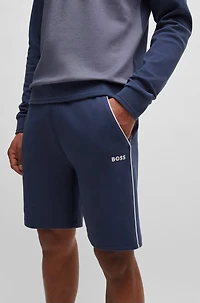 Shorts with embroidered logo and contrast piping