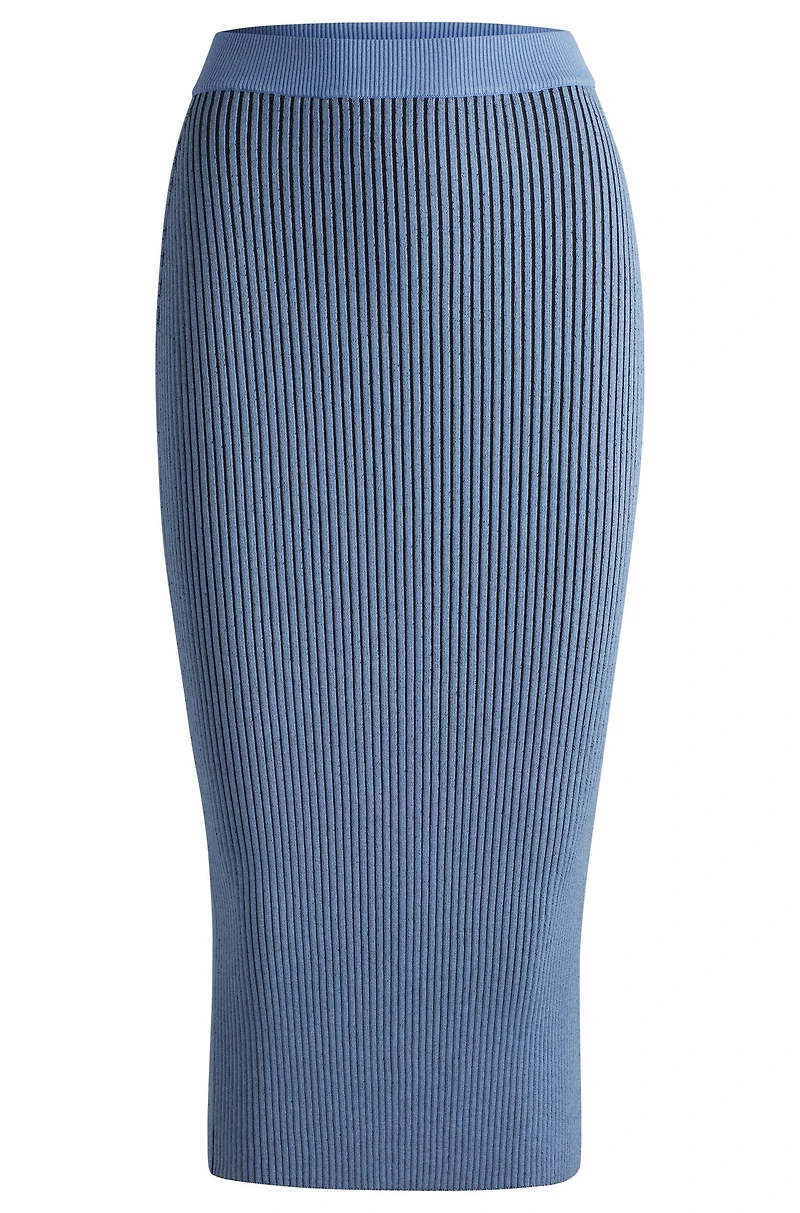 Knitted tube skirt with two-tone rib