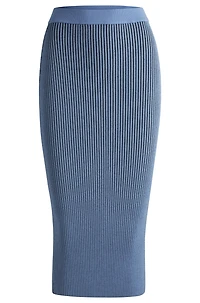 Knitted tube skirt with two-tone rib
