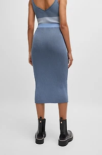 Knitted tube skirt with two-tone rib