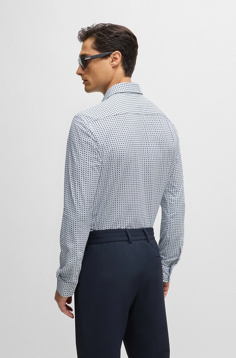 Slim-fit shirt printed performance-stretch fabric