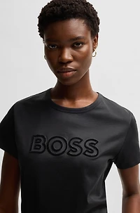 Mercerized-cotton T-shirt with logo detail