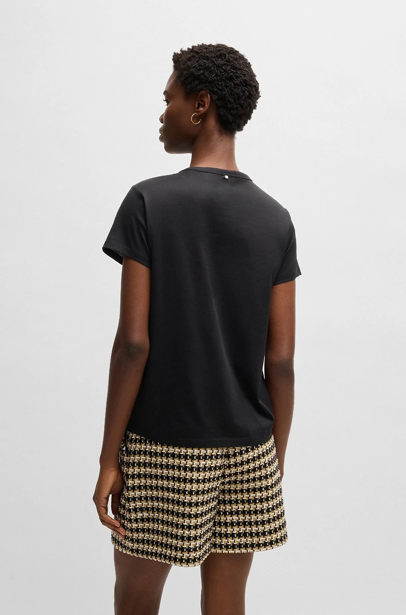 Mercerized-cotton T-shirt with logo detail