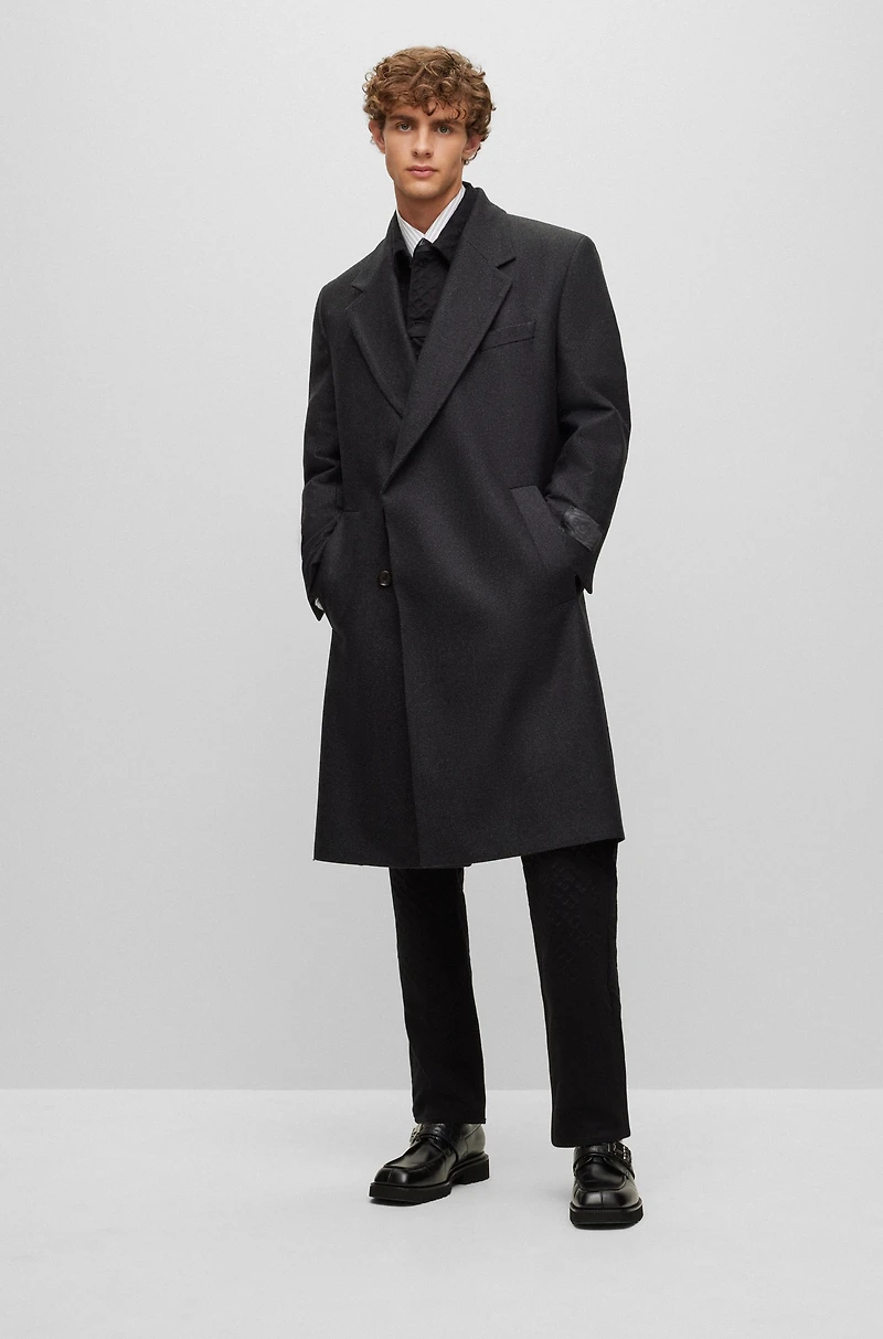 Double-breasted, regular-fit coat a wool blend
