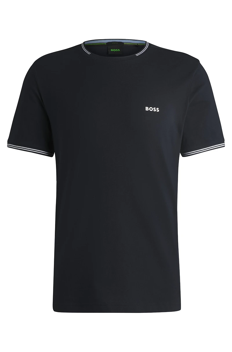 Stretch-cotton regular-fit T-shirt with contrast logo