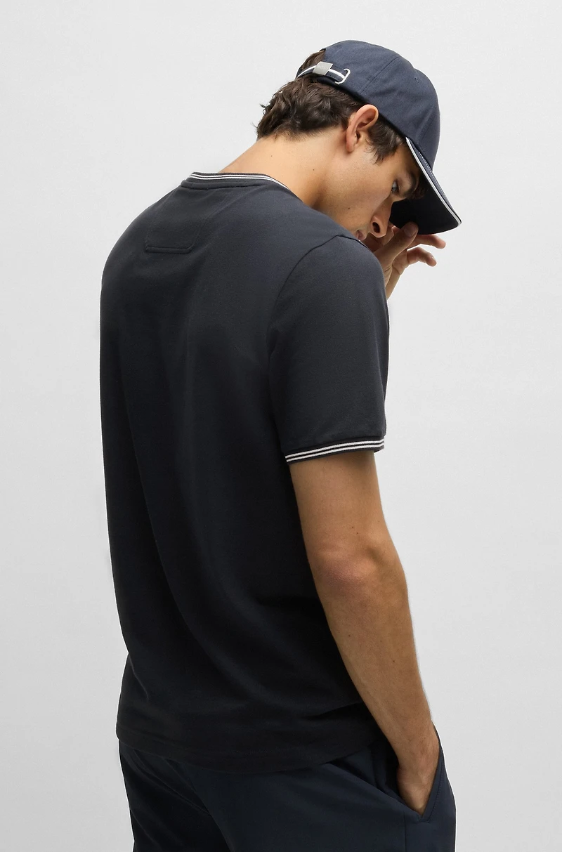 Stretch-cotton regular-fit T-shirt with contrast logo
