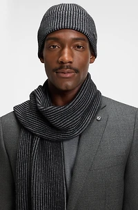 Two-tone-knit hat and scarf gift set