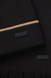 Raschel-knit scarf and hat set in gift box