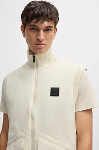 Padded mixed-material gilet with logo badge