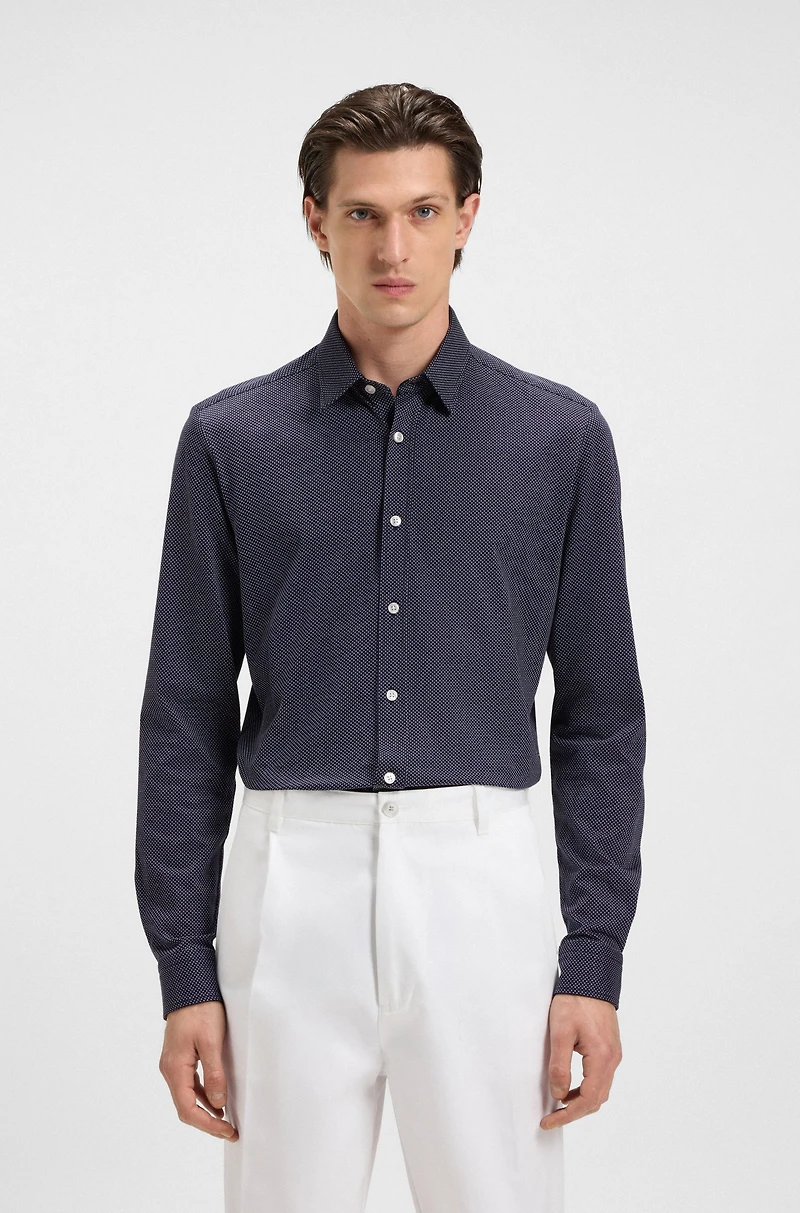 Slim-fit shirt structured cotton jersey