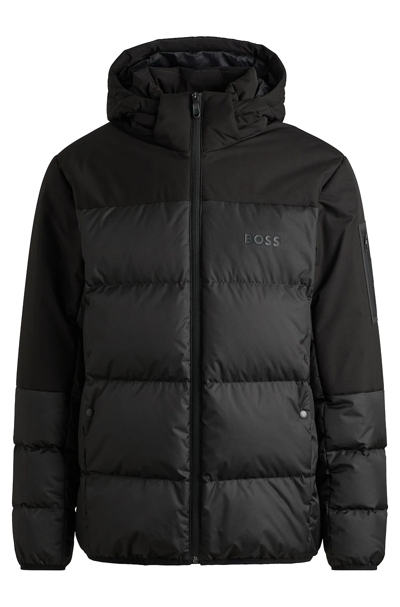 Water-repellent down jacket with detachable hood
