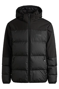 Water-repellent down jacket with detachable hood