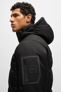 Water-repellent down jacket with detachable hood