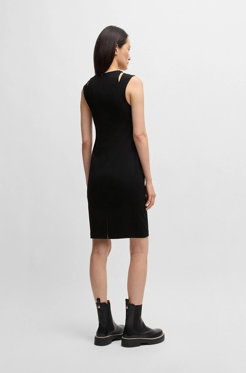 Stretch-fabric dress with cut-out details