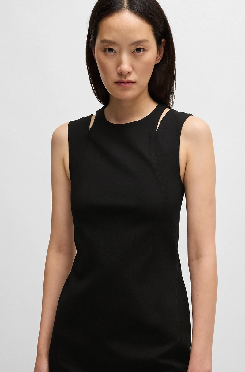Stretch-fabric dress with cut-out details