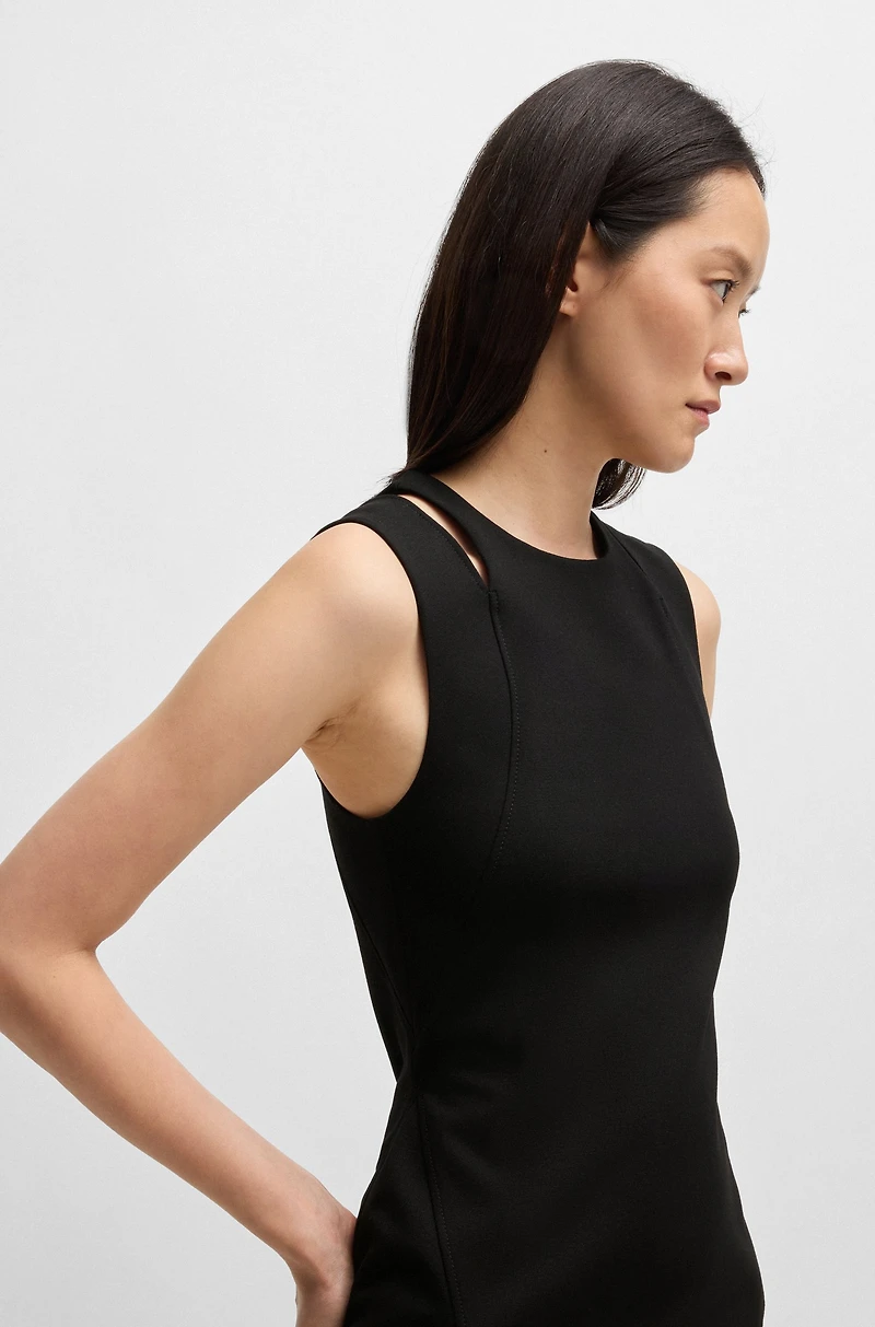 Stretch-fabric dress with cut-out details