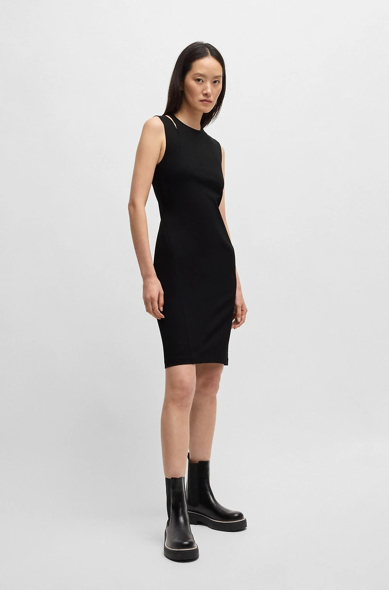 Stretch-fabric dress with cut-out details