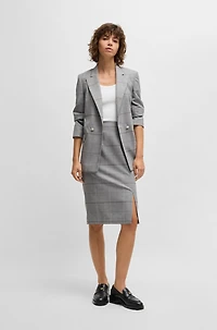 Pencil skirt checked stretch fabric