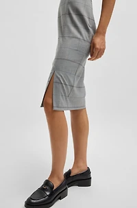 Pencil skirt checked stretch fabric