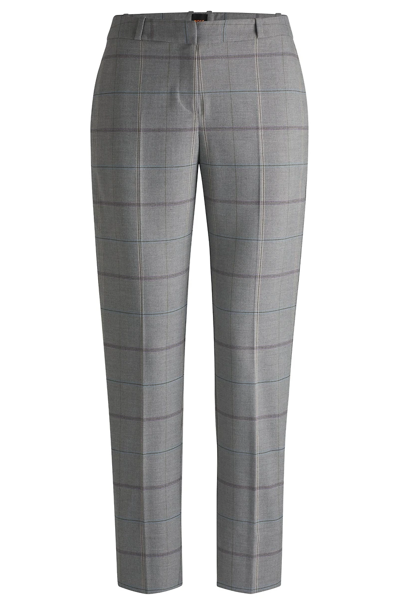 Formal trousers checked stretch fabric
