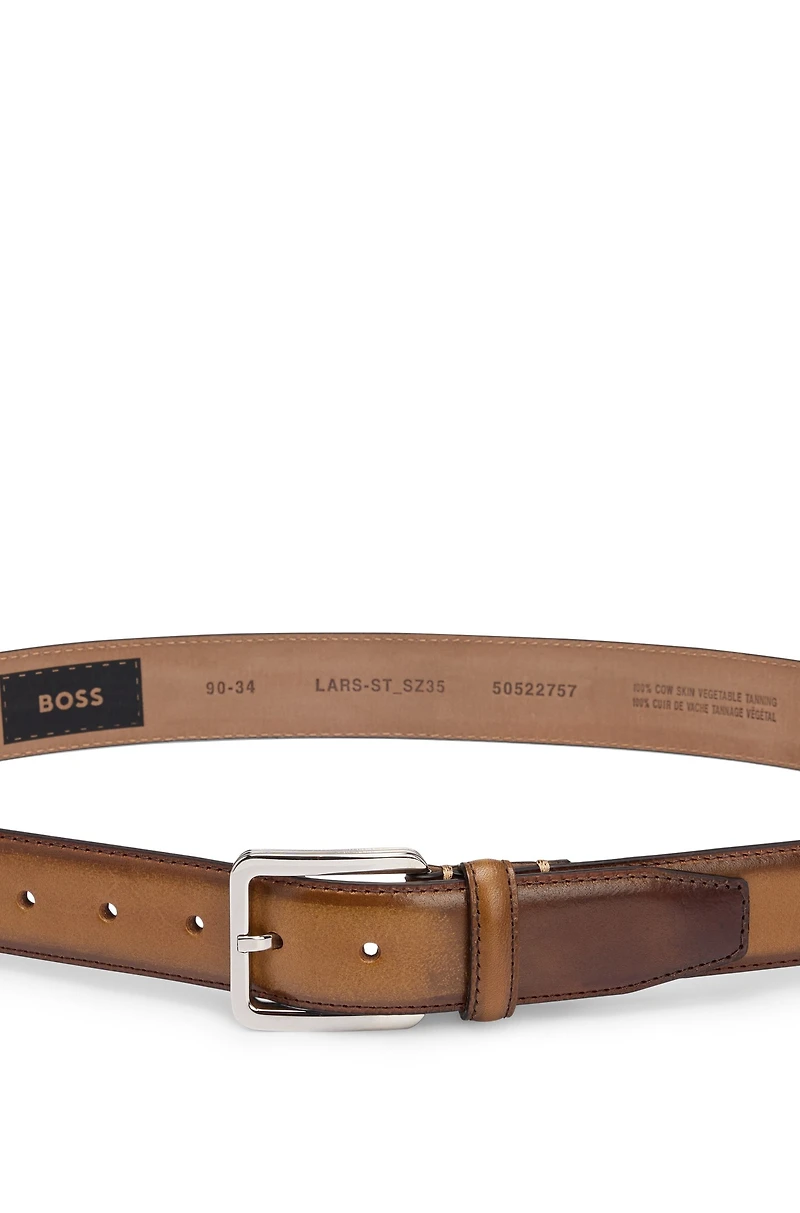 Italian-leather belt with contrast stitching