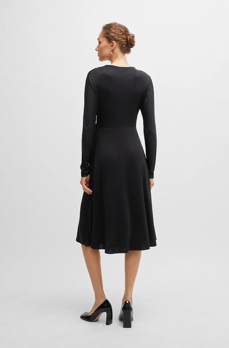 Long-sleeved dress with wrap front