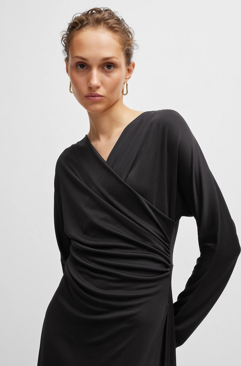 Long-sleeved dress with wrap front