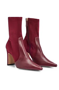 Ankle boots suede and leather with side zip