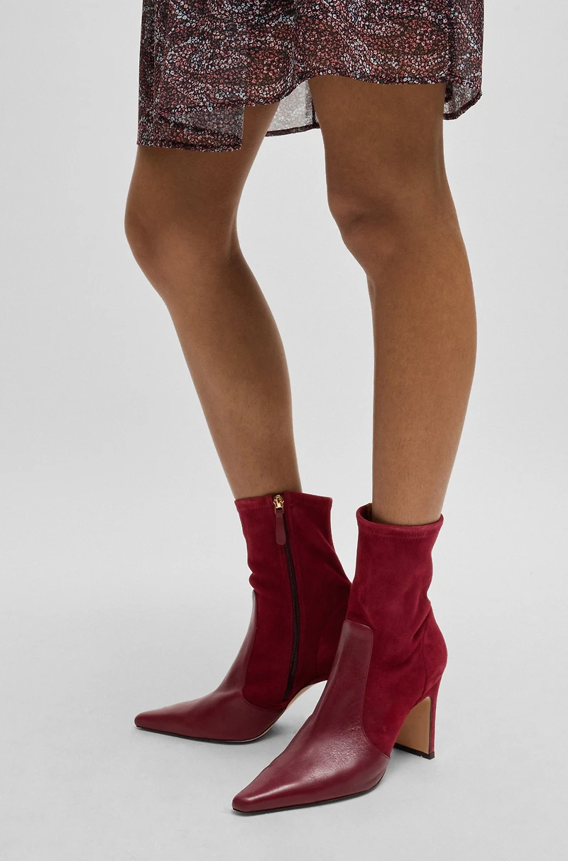 Ankle boots suede and leather with side zip