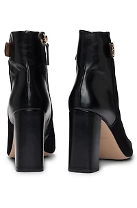 Block-heel ankle boots suede and leather