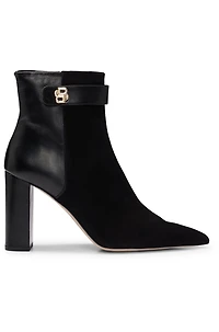 Block-heel ankle boots suede and leather