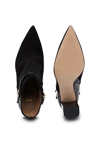 Block-heel ankle boots suede and leather