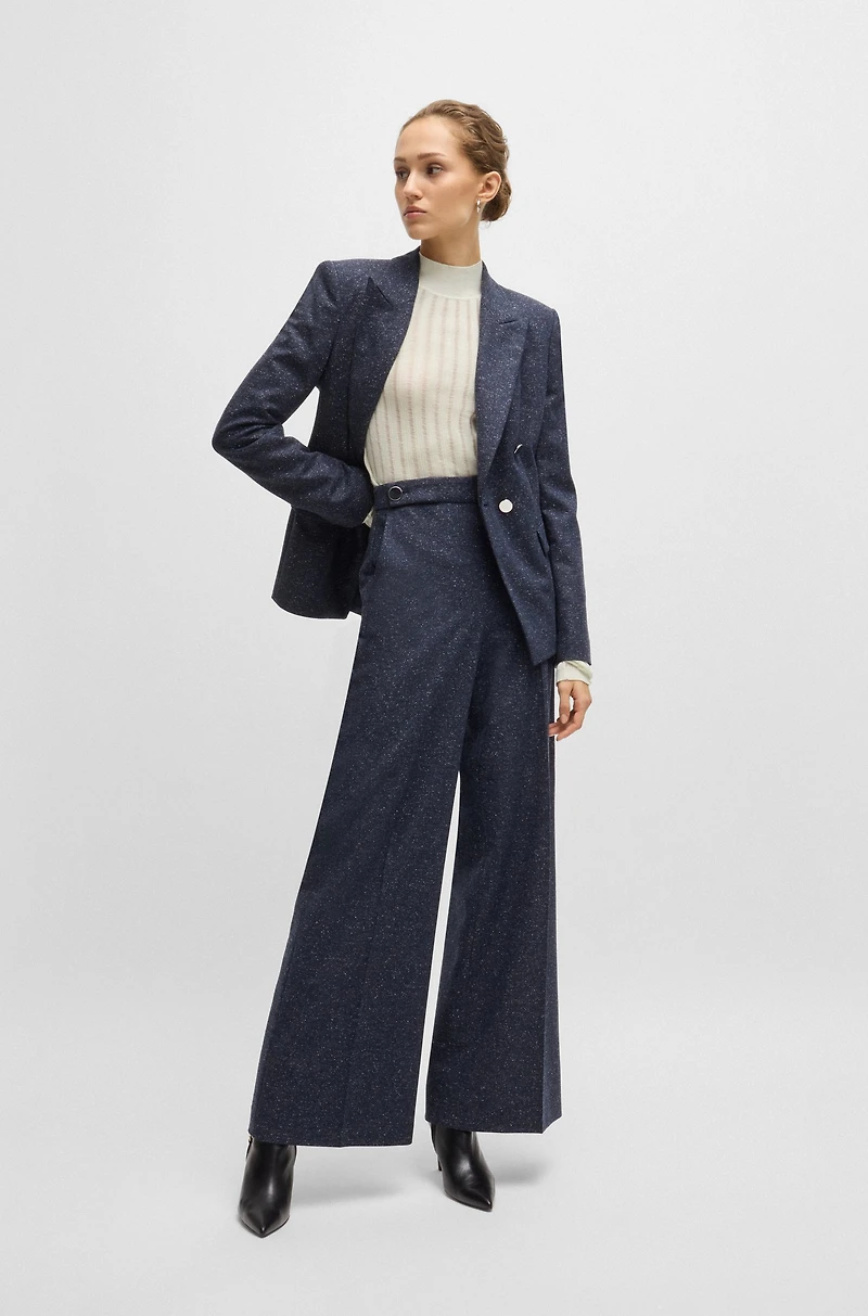 Wool sweater with structured stripes