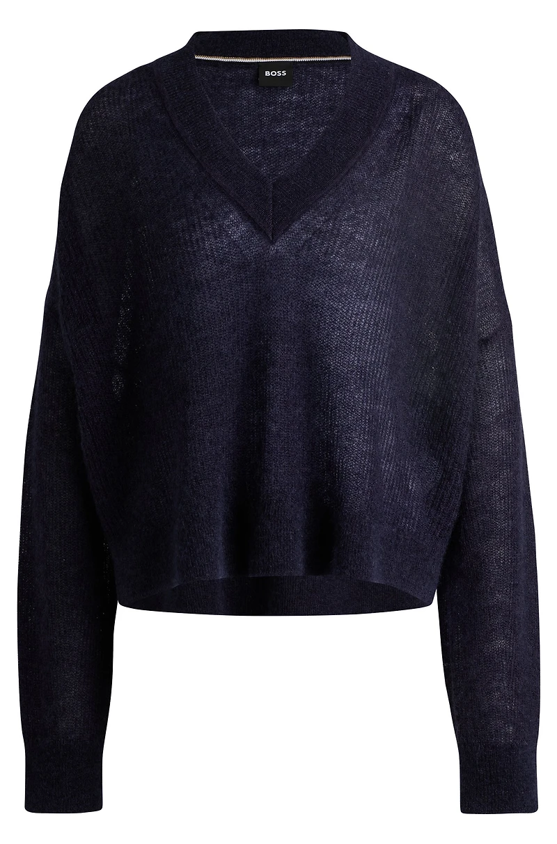V-neck sweater with melange effect