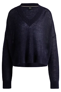 V-neck sweater with melange effect