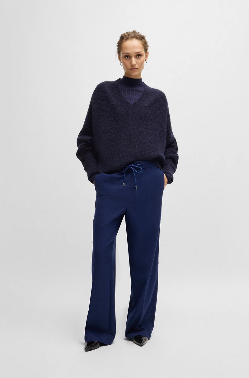 V-neck sweater with melange effect